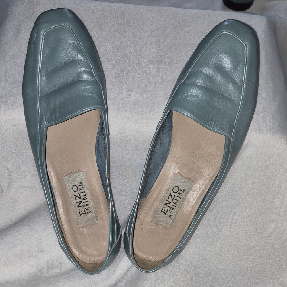 Enzo Angiolini Women's Blue Leather Loafers Size 8.5M